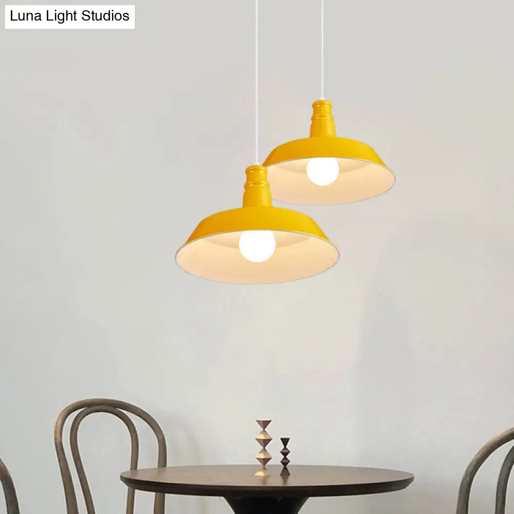 10’/14’ Vintage Barn Pendant Lamp In Black/White/Red - Ceiling Fixture For Dining Room