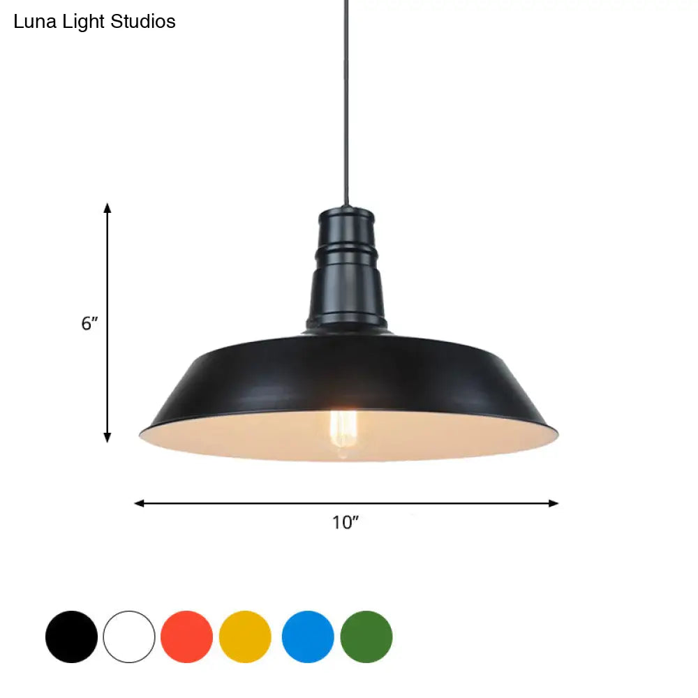 10’/14’ Vintage Barn Pendant Lamp In Black/White/Red - Ceiling Fixture For Dining Room