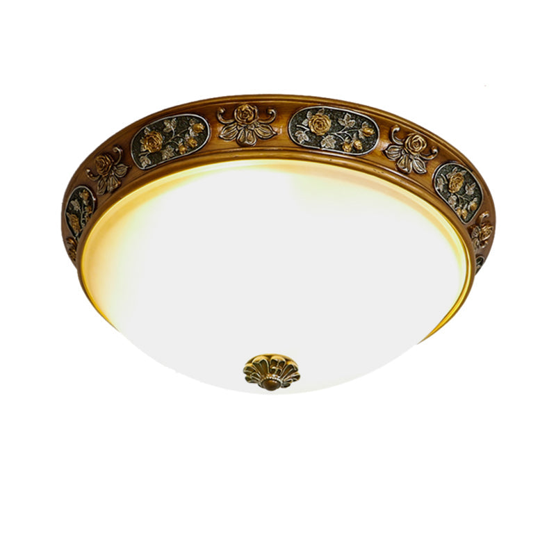 Traditional Wood Resin 3-Head Flush Mount Ceiling Light For Hallway - 12/15/19 Wide
