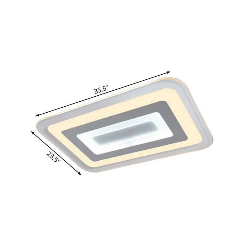 Sleek 23/31/47 Thin Acrylic Flush Mount Led Ceiling Lamp In Warm/White Light - White