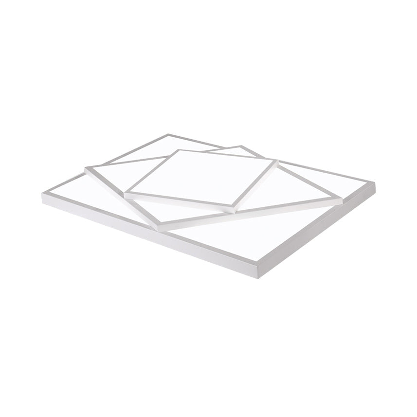Modern Metal Led Flush Mount Ceiling Light Fixture For Living Room - Black/White Rectangle/Square