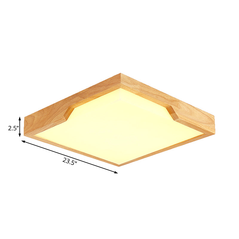 Modern Wooden Led Ceiling Lamp - Single Light Flush Mount Fixture (3 Sizes: 16/19.5/23.5)