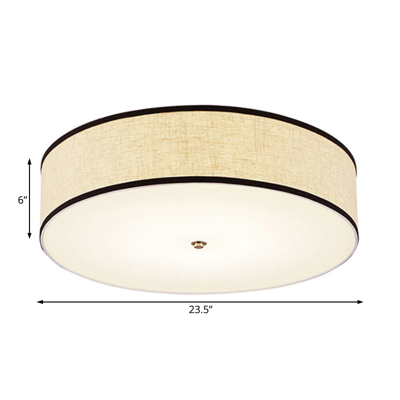 Minimalist Fabric Drum Ceiling Mounted Light - Led White Flush Mount Lamp (16/19.5/23.5 Dia)