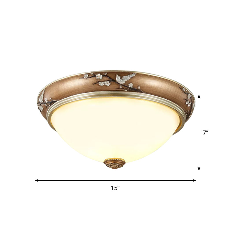 Antiqued Dome Crystal Flush Mount Ceiling Lights - Wide 2/3-Head Lighting Fixture In Brown 11/15/19