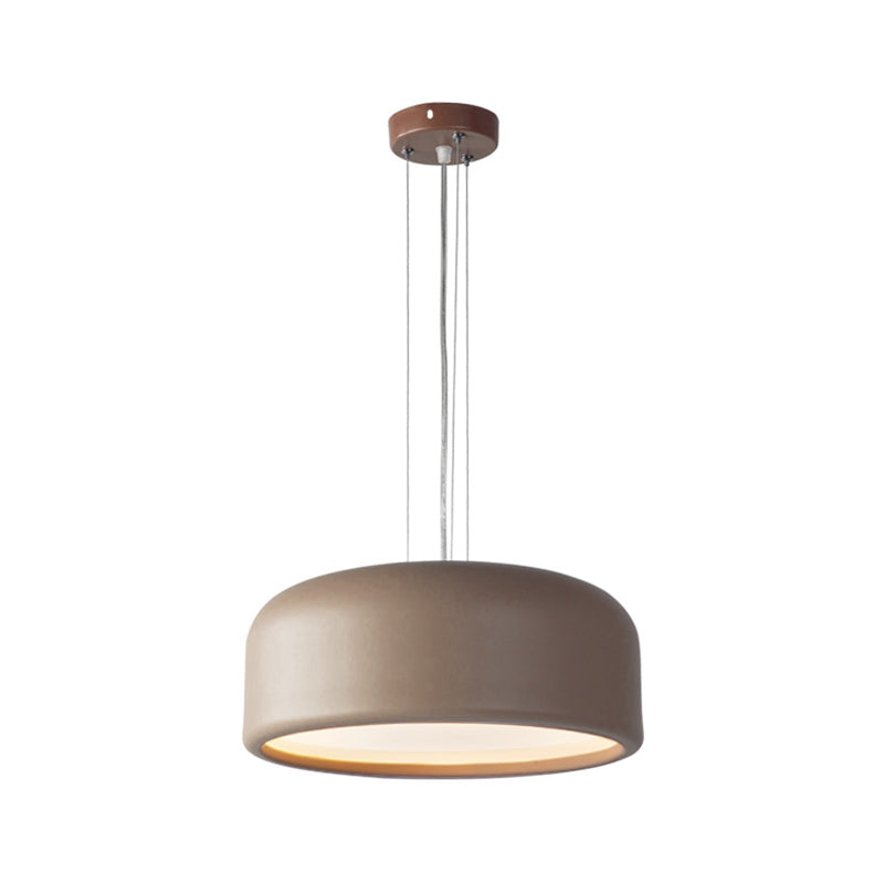 Modern Acrylic Drum Pendant Lamp 1 Light Grey/Coffee For Living Room Ceiling 14/19/23.5 Wide