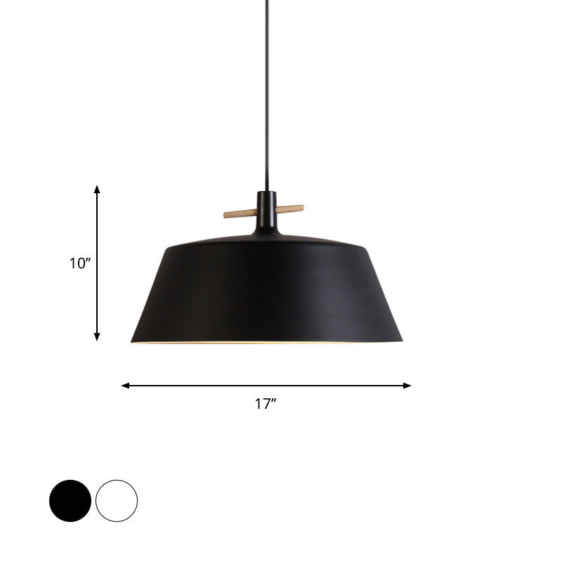 Contemporary Metallic Pendant Lamp With Shade - Black/White