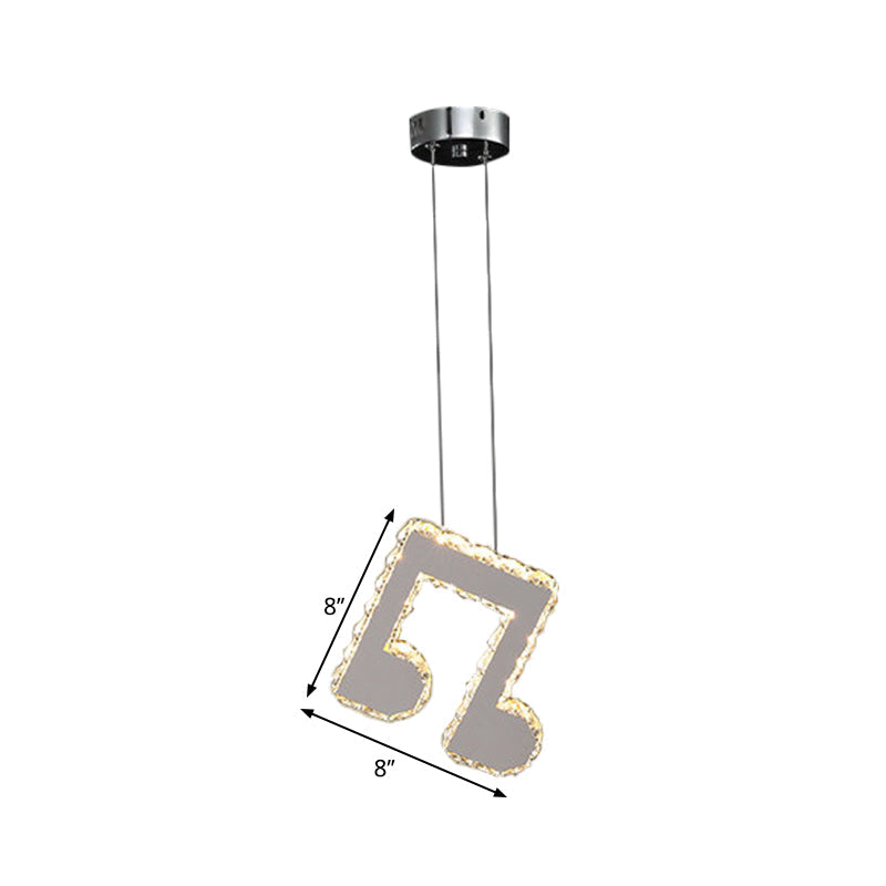 Musical Note Led Pendant Light - Stylish Stainless Steel Crystal Mini Lamp