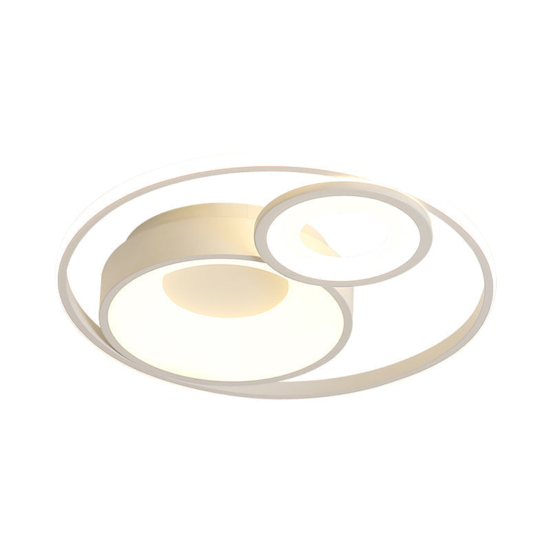 Metallic Nordic Led Flush Mount Ceiling Light - 3 Circles 16/19.5 Wide Warm/White (Black/White)
