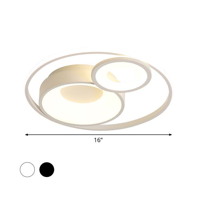 Metallic Nordic Led Flush Mount Ceiling Light - 3 Circles 16/19.5 Wide Warm/White (Black/White)