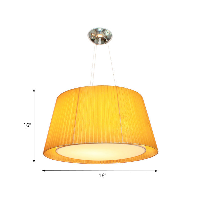 Modern Dual Frustum Hanging Light Fixture Yellow Fabric Pendant Ceiling