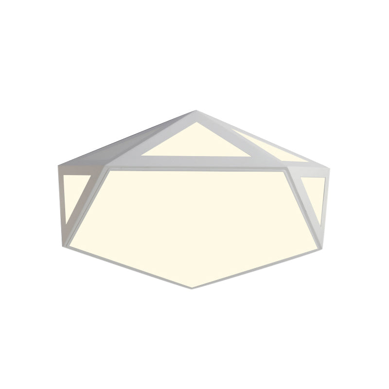 Sleek Black/White Pentagon Flush Ceiling Light With Acrylic Shade - Simple Led For Bedroom Available