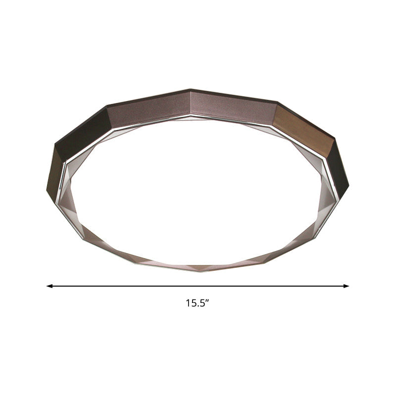 Flush Led Bedroom Ceiling Mount Light With Acrylic Frosted Diffuser - Brown 16/19.5 Dia