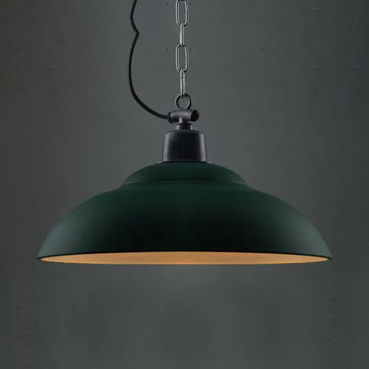 Vintage Style Double Bubble Hanging Ceiling Light For Living Room - Black/Green Metal Shade Green