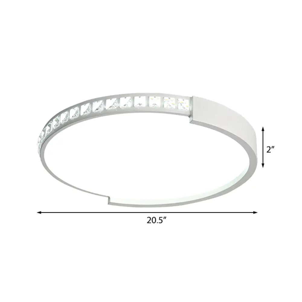 16/19.5/20.5 Wide Crystal Led Flush Mount Ceiling Light For Bedroom And Living Room