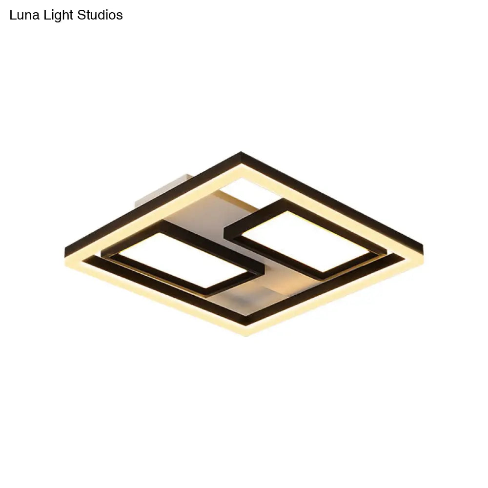 16’/19.5’/35.5’/43’ Wide Superthin Flush Light - Nordic Style Black Metal Led Ceiling (Warm/White)