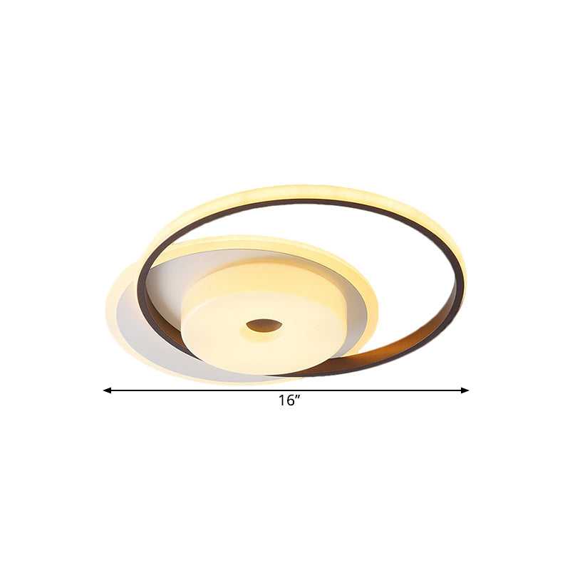 Metallic Nordic Led Flush Mount Ceiling Fixture In Warm/White 16/19.5 Wide