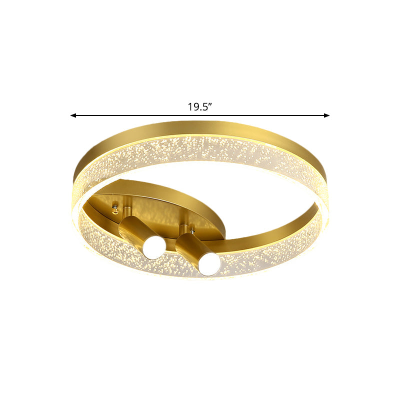 Modern Style Gold Round Led Flush Mount Spotlight - Warm/White Light 16/19.5 Width