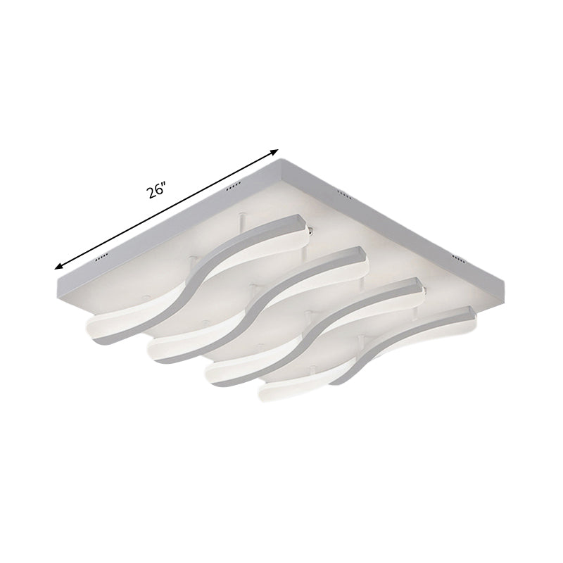 Modern Acrylic Led Flushmount Lighting - Wavy Design 21.5/26 Wide Ceiling Flush Light For Living