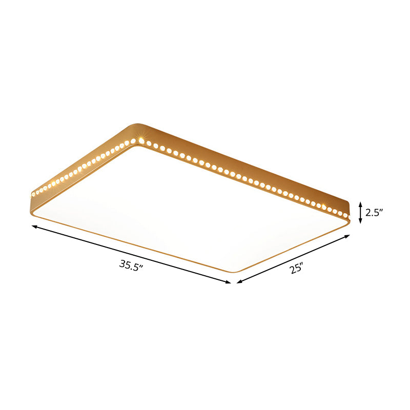 Modern Led Flush Mount Ceiling Light In White/Gold With Crystal Accents