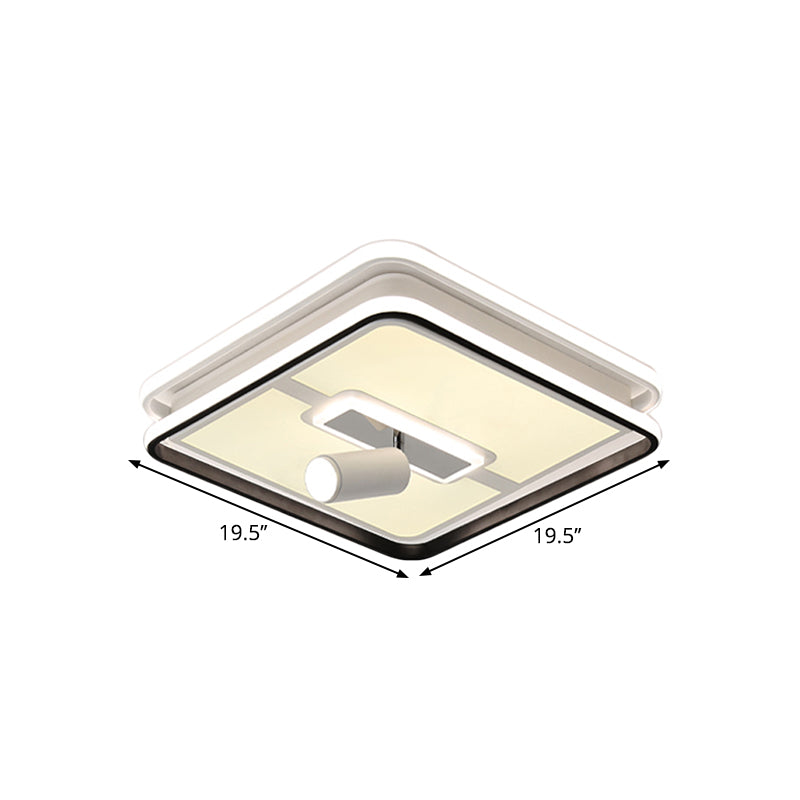 Minimalist Black Square Panel Flush Led Ceiling Lamp - 19.5/23.5 Wide Warm/White Light