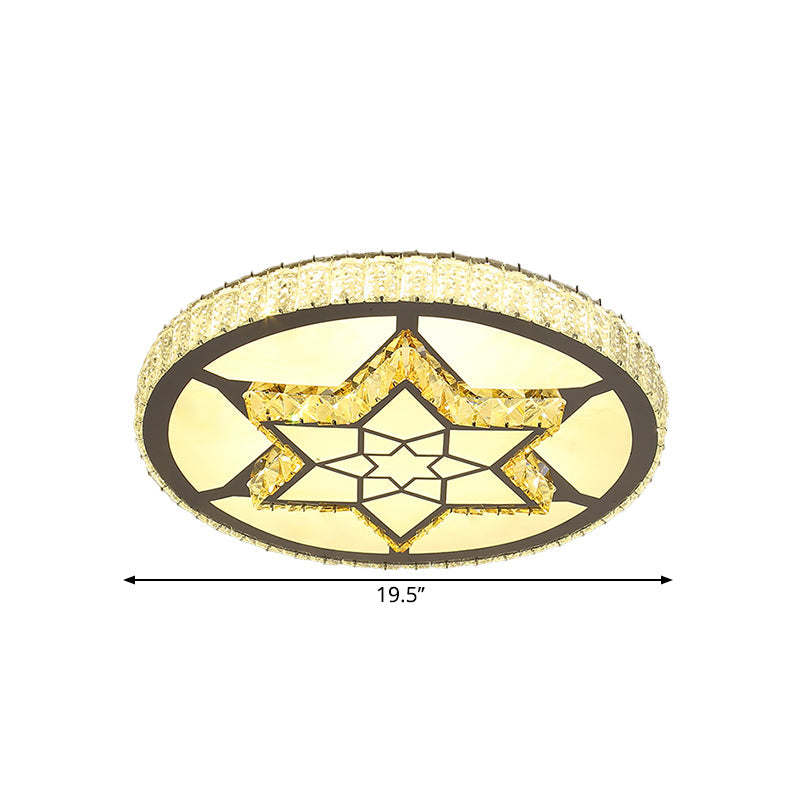 Stainless-Steel Led Flush Mount Ceiling Light With Clear Crystal Block Design