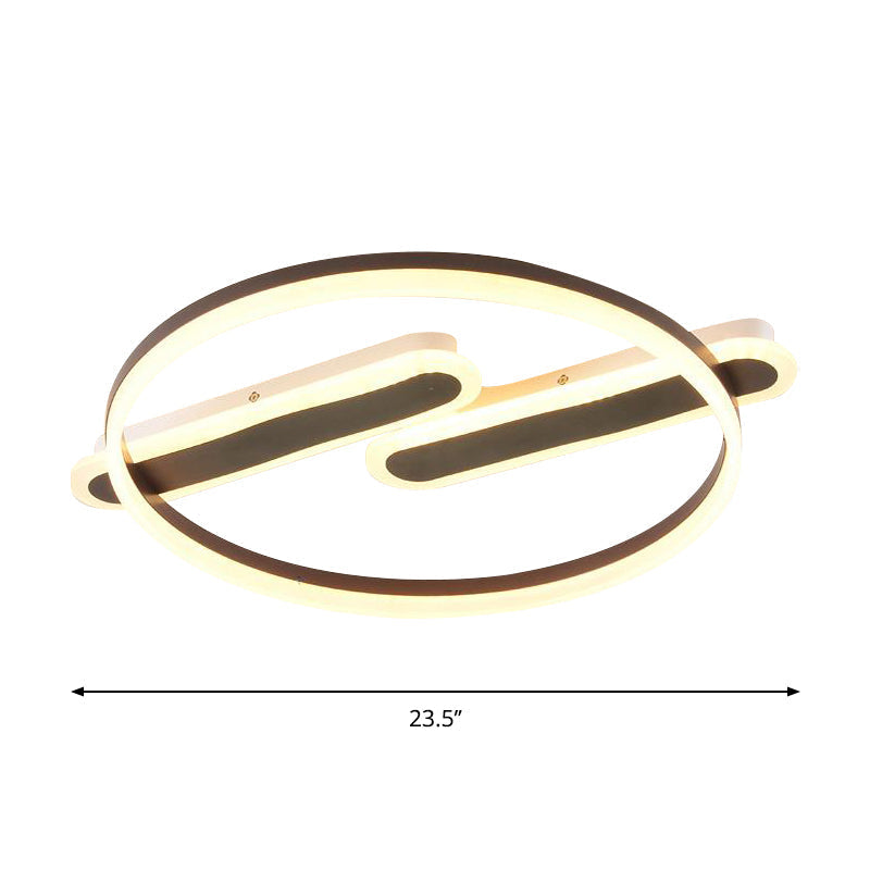 Modern Acrylic Led Flush Light With Black Mount – Dual Canopy Warm/White