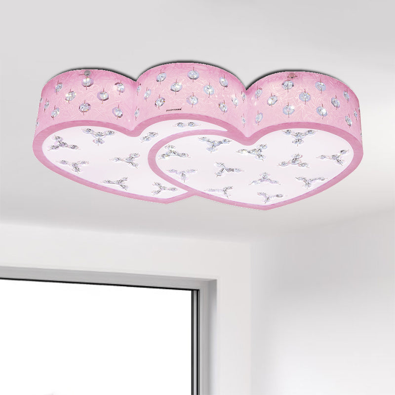 Modern Pink Led Flush Lamp: Heart-Shaped Ceiling Fixture With Acrylic Shade
