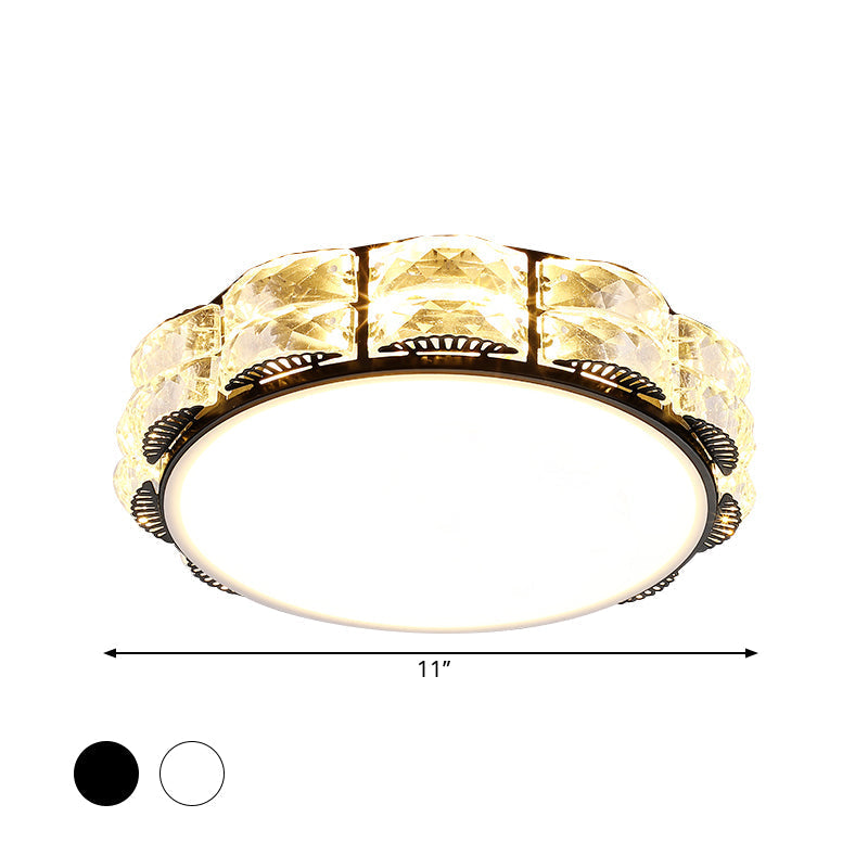 Minimalist Crystal Led Flush Lamp In Black/White: Square/Round Ceiling Mount Light Fixture
Note: