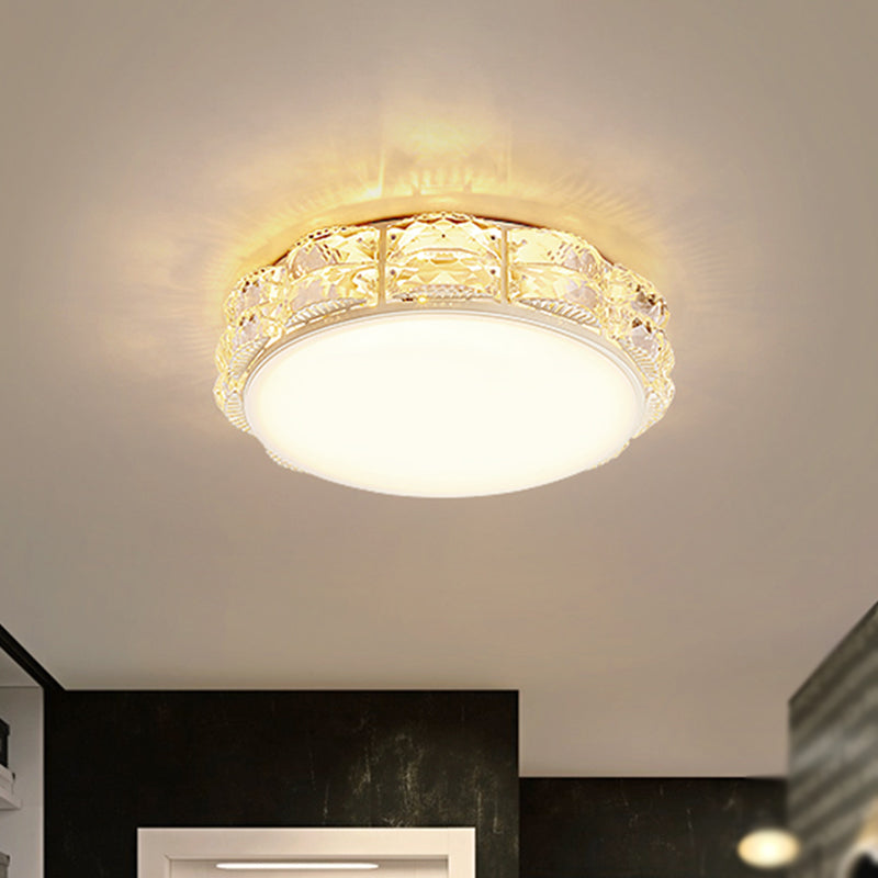 Minimalist Crystal Led Flush Lamp In Black/White: Square/Round Ceiling Mount Light Fixture
Note: