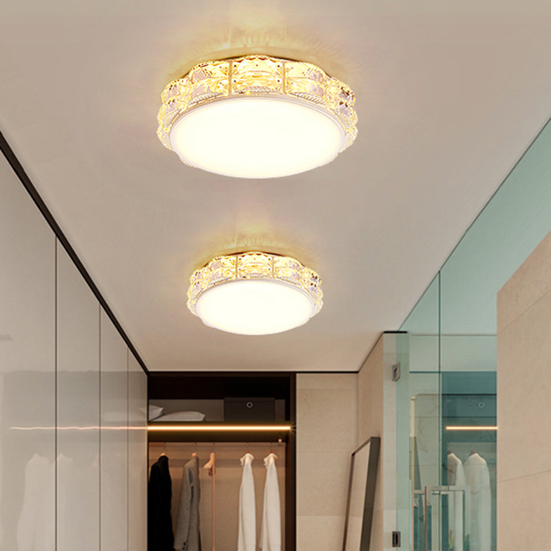 Minimalist Crystal Led Flush Lamp In Black/White: Square/Round Ceiling Mount Light Fixture
Note: