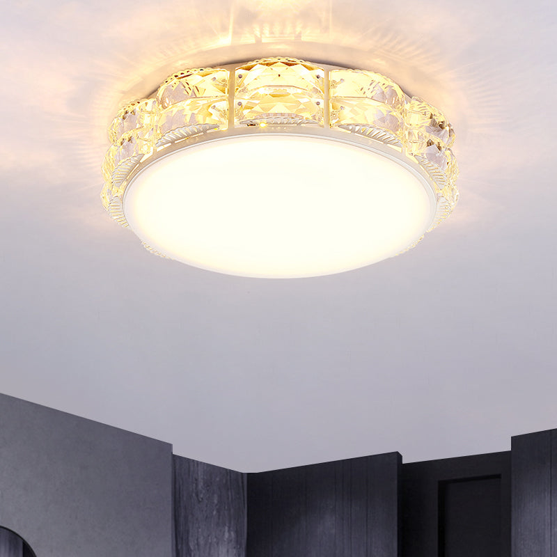 Minimalist Crystal Led Flush Lamp In Black/White: Square/Round Ceiling Mount Light Fixture
Note: