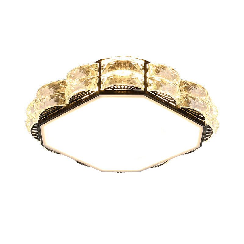 Minimalist Crystal Led Flush Lamp In Black/White: Square/Round Ceiling Mount Light Fixture
Note: