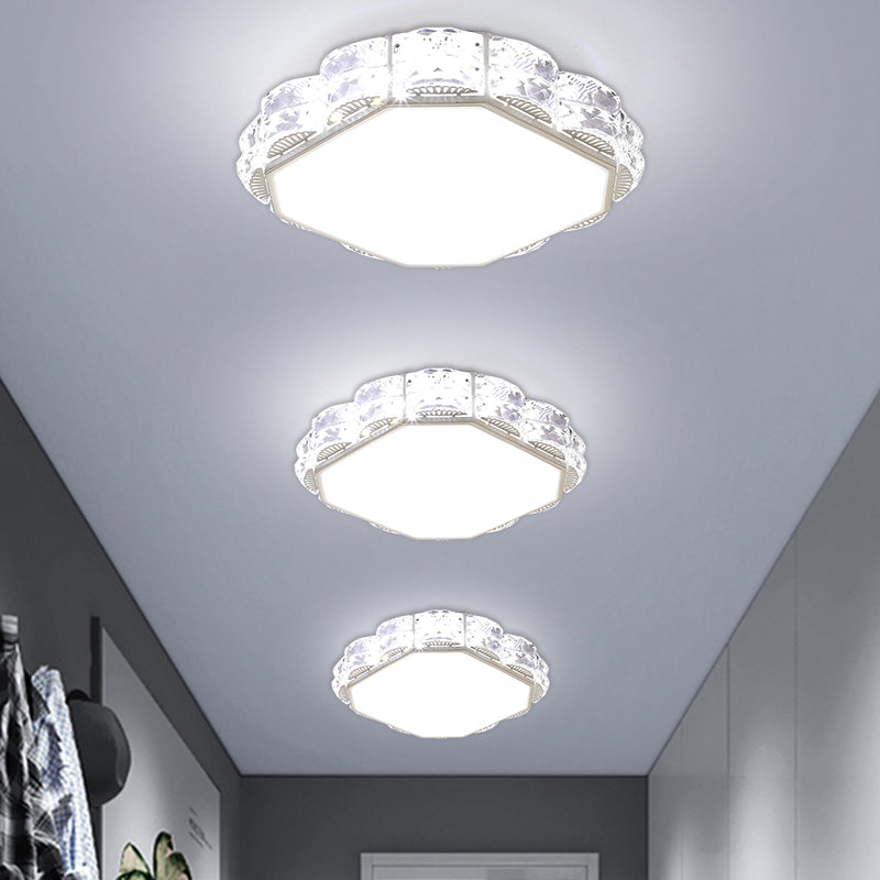 Minimalist Crystal Led Flush Lamp In Black/White: Square/Round Ceiling Mount Light Fixture
Note: