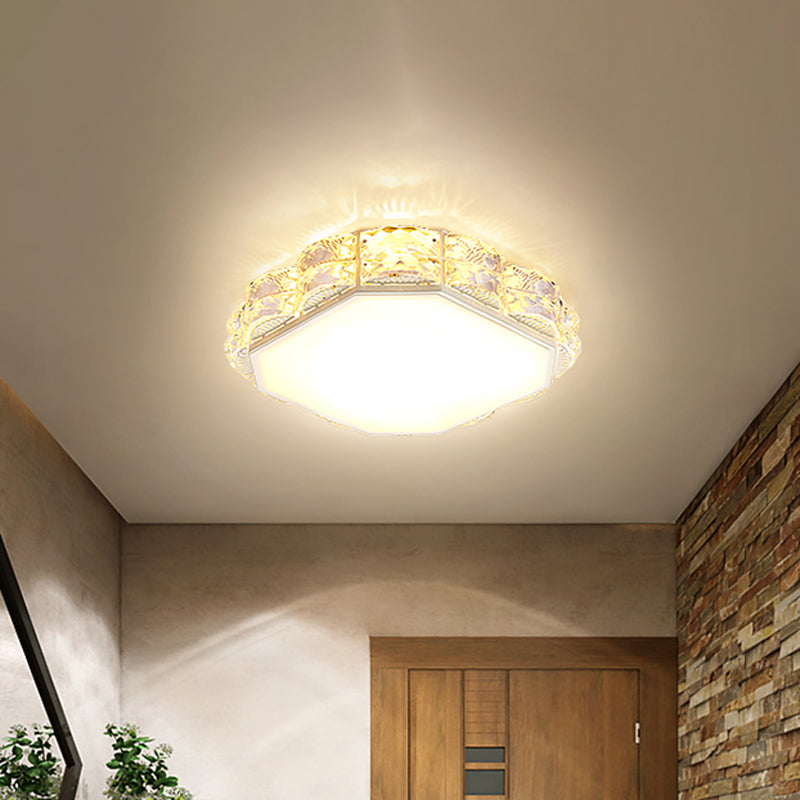 Minimalist Crystal Led Flush Lamp In Black/White: Square/Round Ceiling Mount Light Fixture
Note: