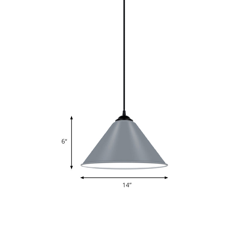 Modern Metal Cone Hanging Light - 1 Pink/Yellow/Green Pendant 12/14/16 Diameter