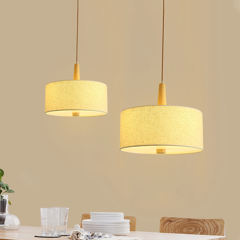 Nordic Flaxen Drum Pendant Light For Dining Room