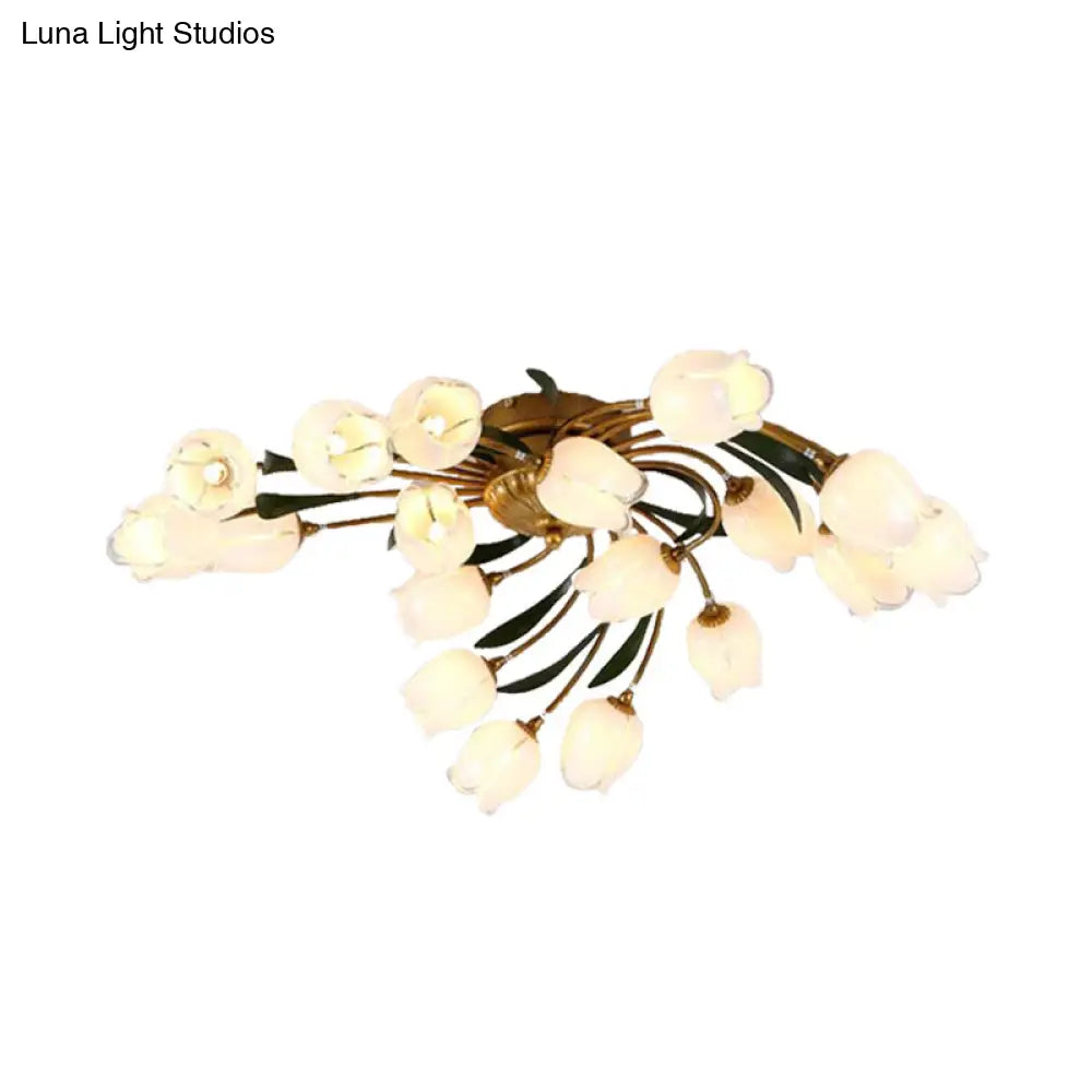 18 - Light Brass Led Ceiling Semi - Flush Mount For American Garden Inspired Living Rooms