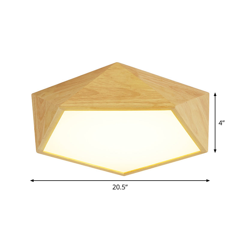 Modern Wood Frame Led Ceiling Light - Beige Warm/White 16.5/20.5/24.5 Wide