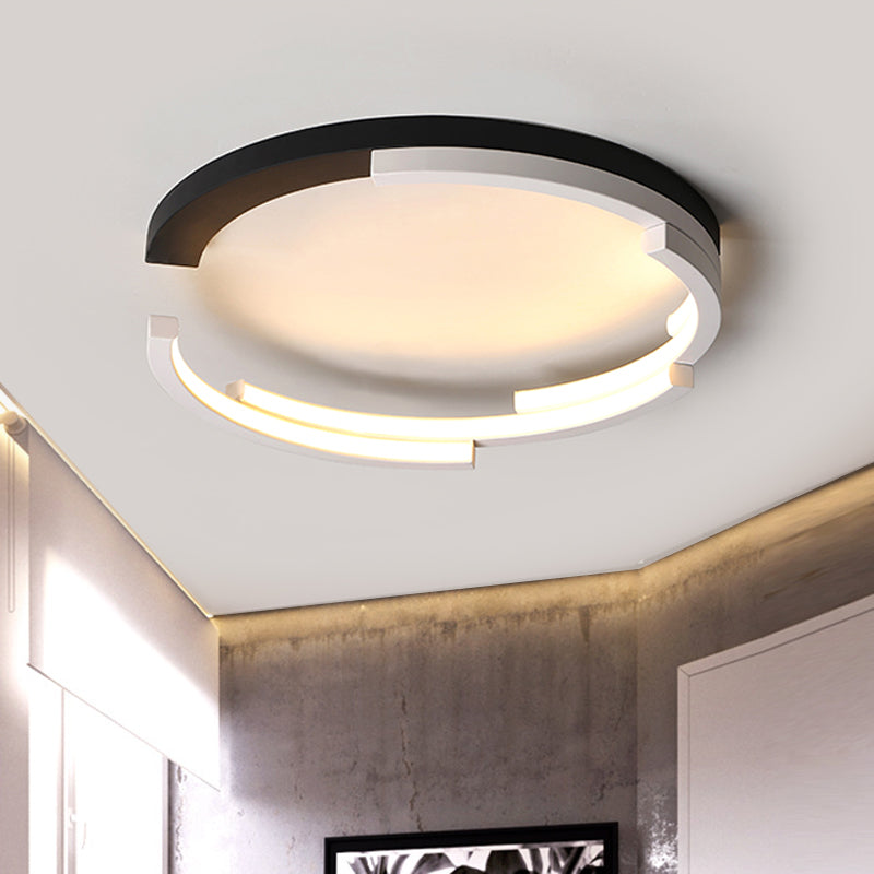 C-Shaped Led Flushmount Ceiling Light Minimalist Acrylic 16/19.5 Wide Black/White 3 Color Black / 16
