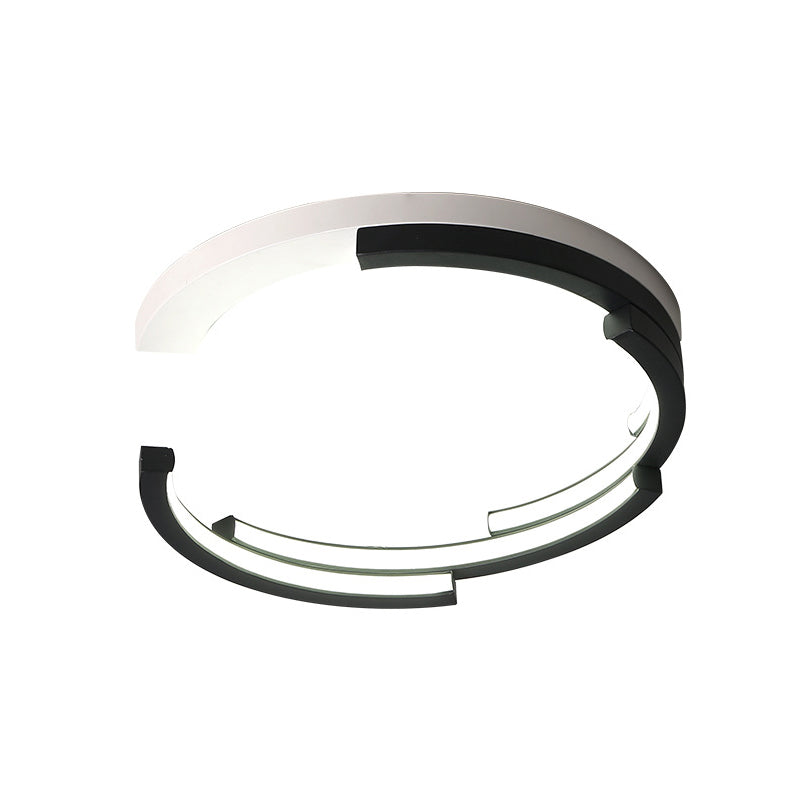 C-Shaped Led Flushmount Ceiling Light Minimalist Acrylic 16/19.5 Wide Black/White 3 Color