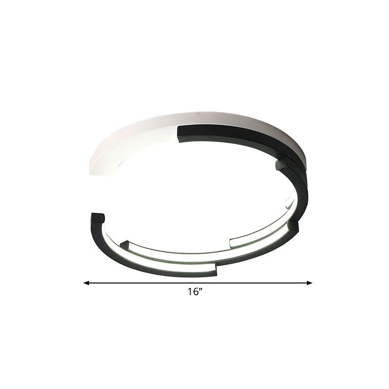 C-Shaped Led Flushmount Ceiling Light Minimalist Acrylic 16/19.5 Wide Black/White 3 Color