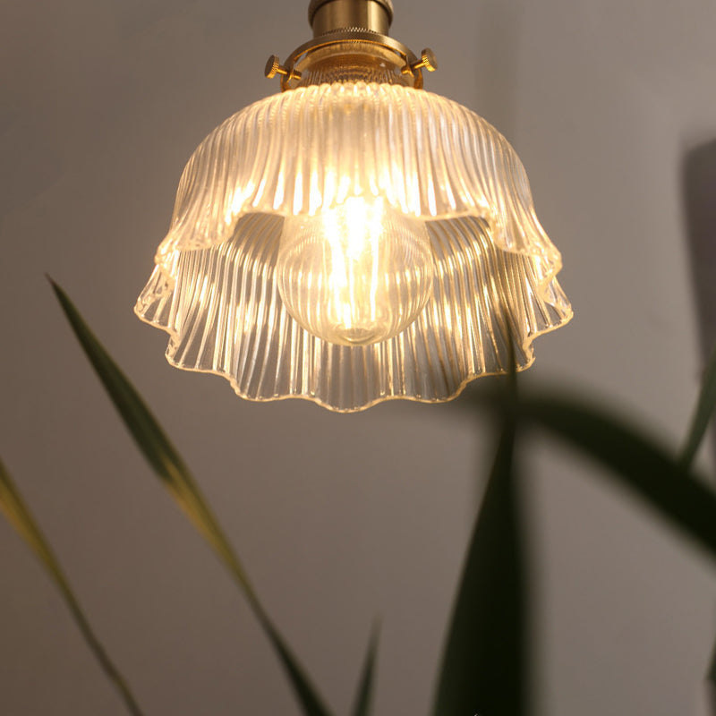 Fluted Glass Pendant Light With Brass Lamp Socket - Contemporary Kitchen Lighting
This Revised