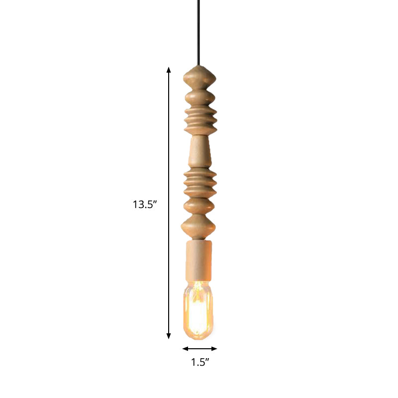 Japanese Style Wooden Deco Pendant Light In Beige For Kitchen