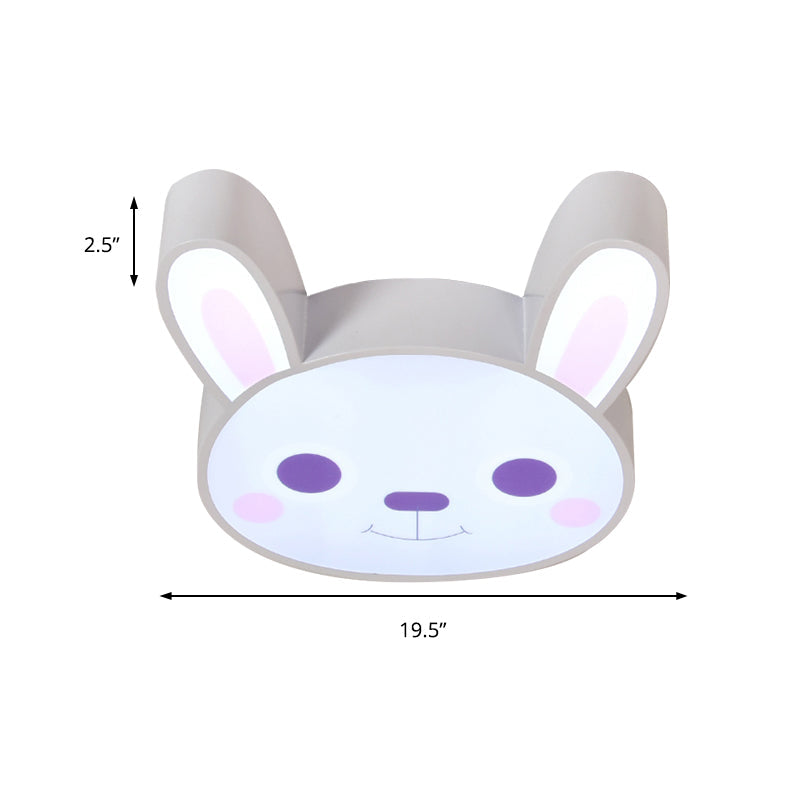 Bunny Girls Bedroom Ceiling Light - Acrylic Animal Fixture In White