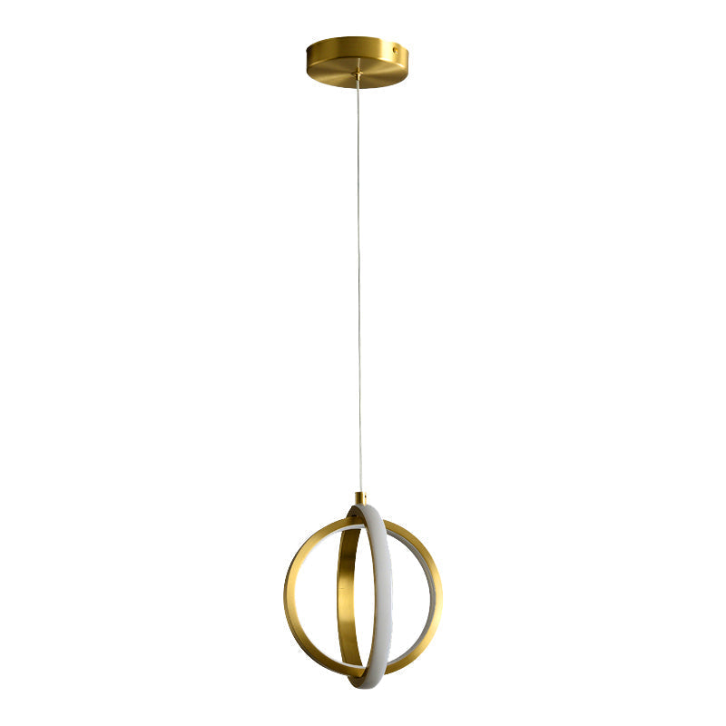 Led Gold Dual Ring Mini Pendant Light Kit With Metallic Down Lighting