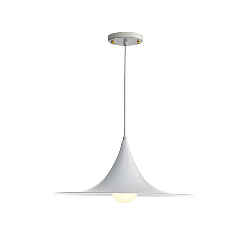 Nordic Style Flared Suspension Light - Metal 1 Black/White/Gold Hanging Ceiling Fixture