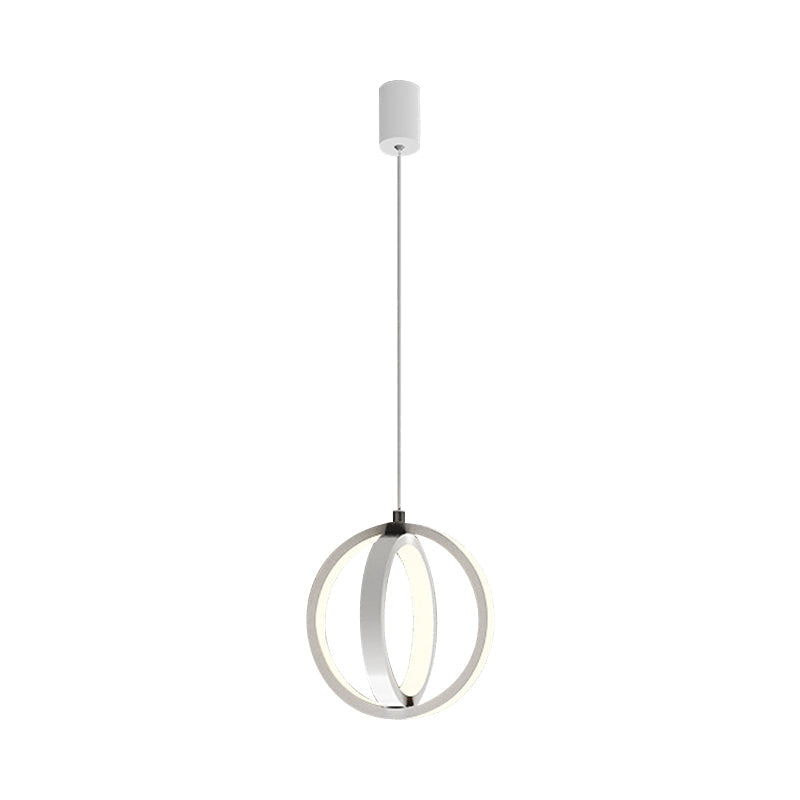 Modern Led Pendant Light With Crossed Ring Design - Black/White Metallic Shade In Warm/White Black /