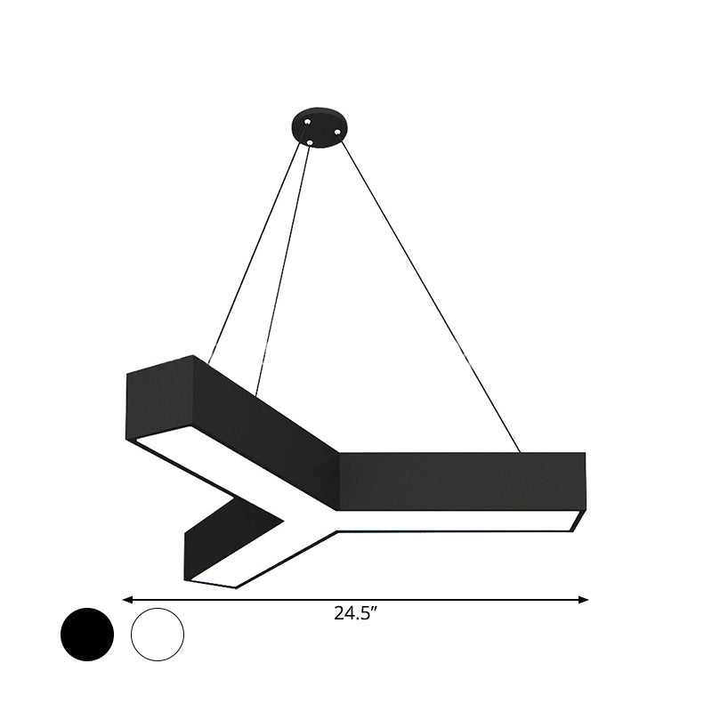 Modern Y-Shaped Gymnasium Led Ceiling Lamp In Black/White 14/18/24.5 W