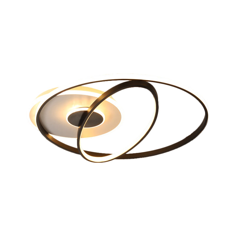 Customizable Contemporary Led Flush Mount Lamp - Black Metal Finish 3 Width Options (7-Day