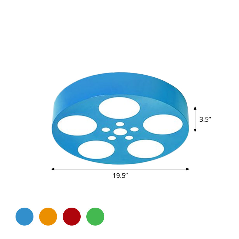 Acrylic Led Kids Flush Mount Lighting In Vibrant Red/Yellow/Blue Rounded Nursery Room Fixture